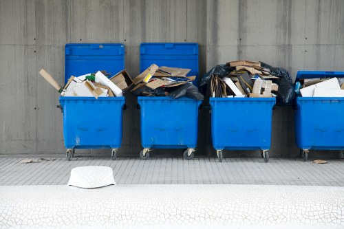 Waste removal trucks operating in Canary Wharf