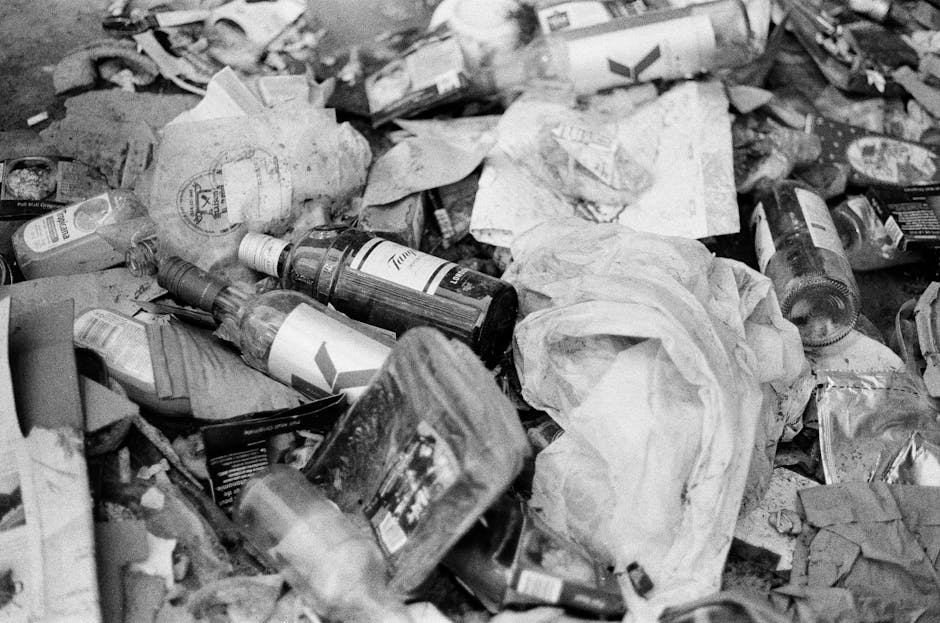 A black wheeled rubbish bin with a white label and the name 'ST. JOHN'S' printed on the front, placed on a paved sidewalk next to a curb. The bin’s lid is open, revealing a mixture of discarded pape